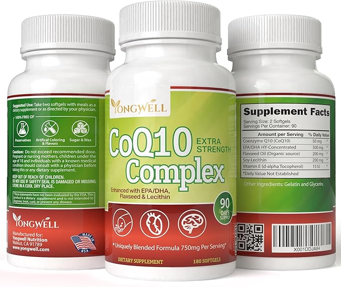 Extra Strength CoQ10 Complex, Enhanced with EPA/DHA, Lecithin, Flaxseed and Vitamin E (180 Softgels)