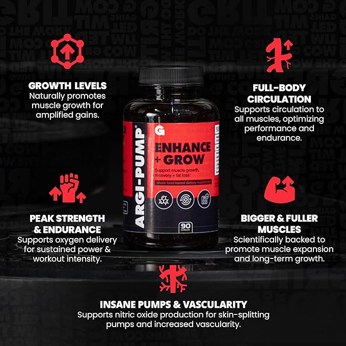 Gains in Bulk L Arginine Amino Acids Supplement for Nitric Oxide Support, Supplements for Men with L-Arginine, L Citrulline and L Ornithine, Muscle Pump, Energy and Heart Health Support, 90 Capsules