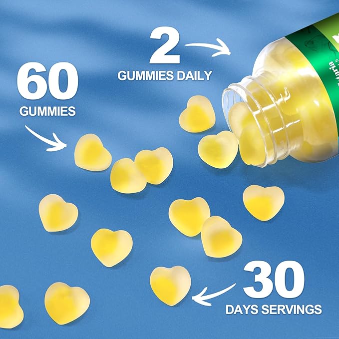 Vegan Algae Omega-3 Gummies with DHA 600mg, EPA 400mg, Phytosterols, Turmeric, Phosphatidylserine, CoQ10 for Brain & Eye Wellness - Omega 3 Supplement Fish Oil Alternative for Adults & Teens - 60 Cts