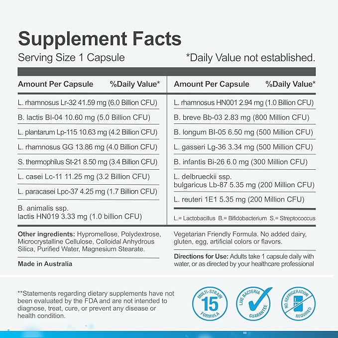 Life-Space Premium Broad Spectrum Probiotics, 32 Billion CFU & 15 Diverse Strains, Formulated for Daily Digestive Health & Immune Health, Probiotics for Women & Men - 60 Veg Capsules
