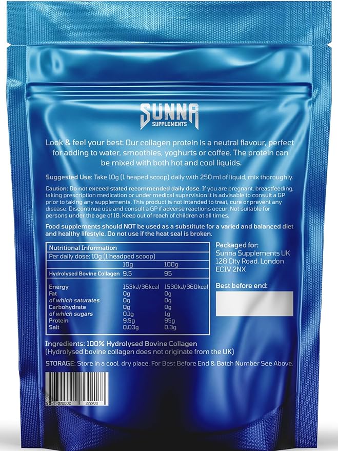 Halal Bovine Collagen Protein Powder for Hair Skin Nails and Joints - Type (I, III) Hydrolysed Premium Bovine Collagen Peptides for Women and Men | Gluten Free | Unflavoured