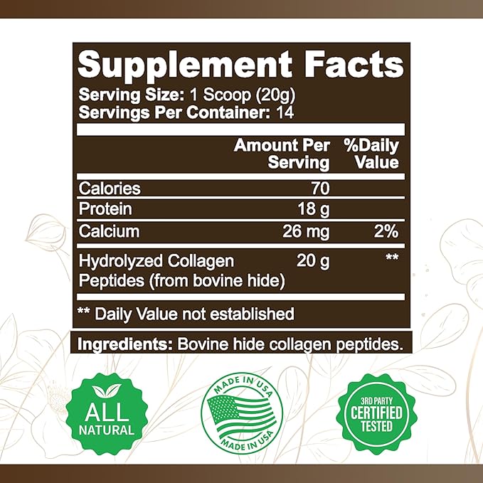 Type I & III Unflavored Collagen Powder - Grass Fed Collagen Peptides for Joint Support, Bone Health, Hair, Skin, & Nails - Hydrolyzed Collagen, Zero Sugar, Dairy & Gluten Free (14 Servings)