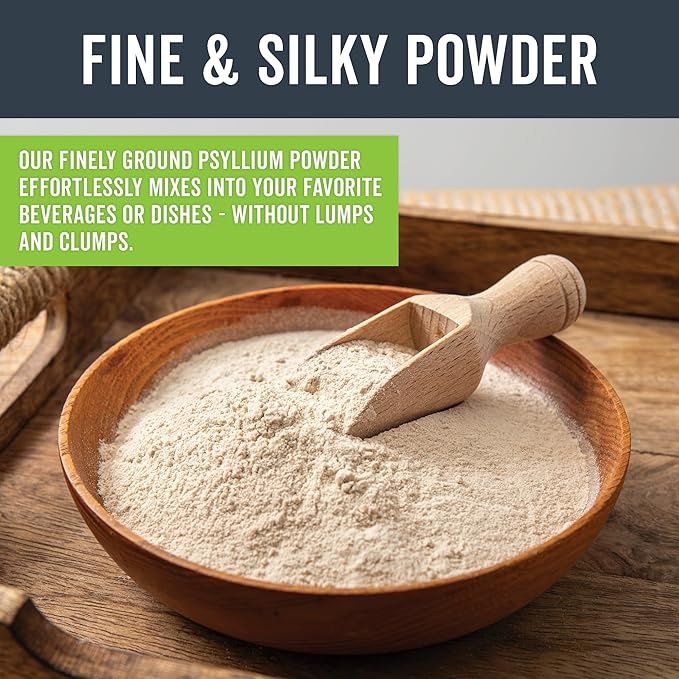Viva Naturals Organic Psyllium Husk Powder, 10 oz - Finely Ground, Unflavored Plant Based Superfood - Good Source of Fiber for Gluten-Free Baking, Juices & Smoothies - Certified Vegan, Keto and Paleo