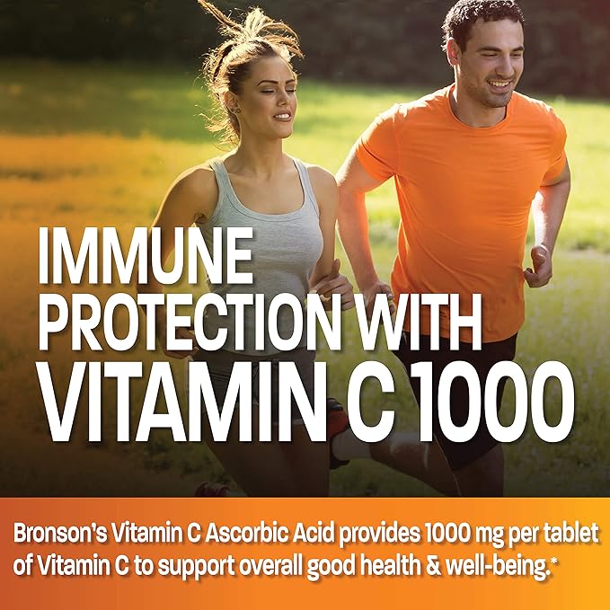 Bronson Vitamin C 1000mg Premium Non-GMO Ascorbic Acid Tablets, 250 Count