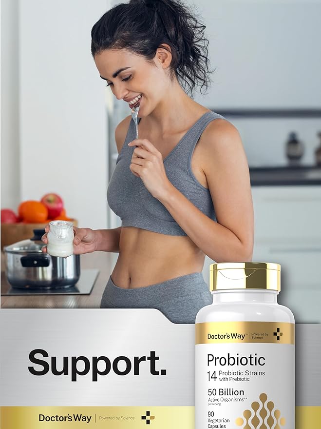 Doctor's Way Probiotic Supplement | 50 Billion Active Organisms | 90 Capsules | 14 Strains with Prebiotic | for Men and Women | Vegetarian, Non-GMO, Gluten Free
