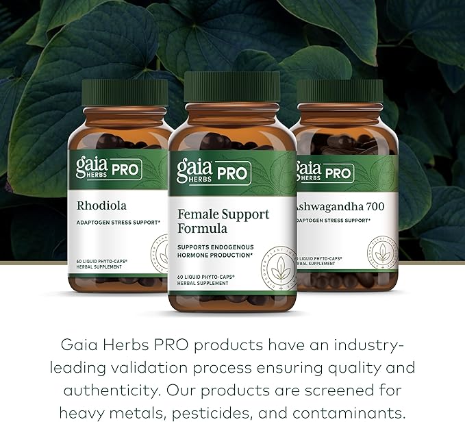 Gaia Herbs PRO Female Support Formula - Supports Healthy PMS & Menopause Fluctuations with Alfalfa Leaf Black Cohosh Root Extract Dandelion Root & More* - Vegan - 60 Liquid Phyto-Caps (60 Servings)