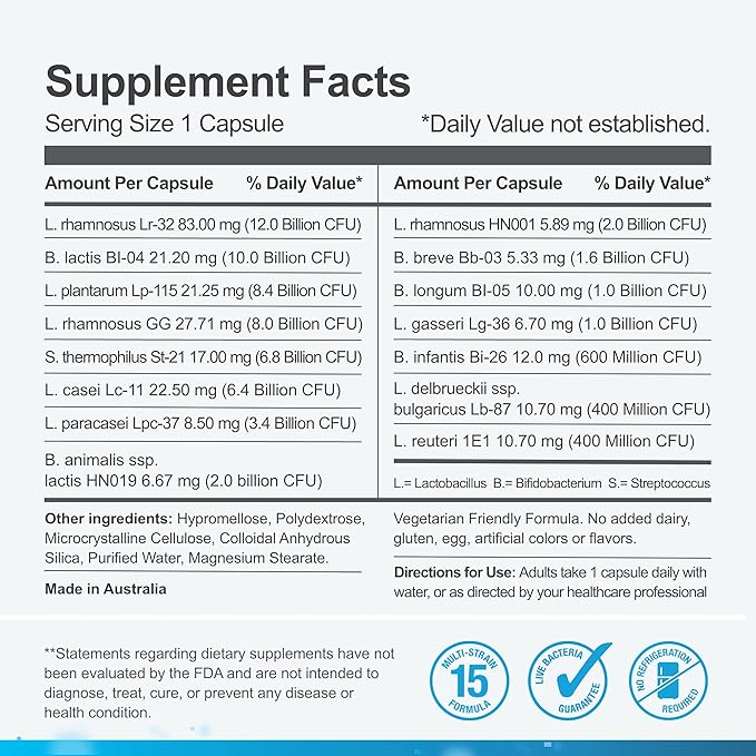 Life-Space Double Strength Broad Spectrum Probiotic, 64 Billion CFU & 15 Diverse Strains, Redouble Formulated for Digestive Health & Immune Health, Probiotics for Women & Men - 30 Veg Capsules
