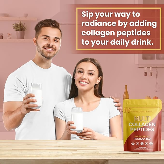 Healthy Living Proteins - Hydrolyzed Multi Collagen Peptides Powder Types I, II, III, V & X - Grass Fed Bovine, Wild Caught Marine, Free Range Chicken - Gluten Free (Unflavored 10 oz)