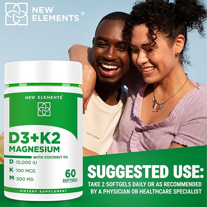 Vitamin D3 K2 10000iu with Magnesium Glycinate 500mg - Bone Health, Immune Support, Energy & Mood - Non-GMO, Gluten-Free, Sugar-Free Softgels for Women & Men