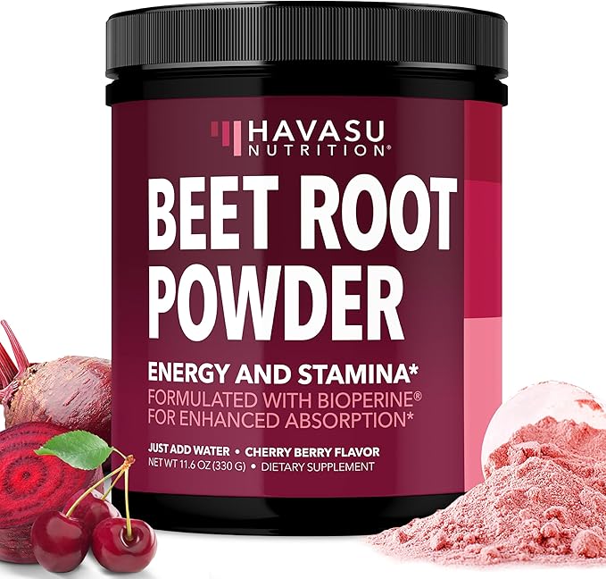 Organic Beet Root Powder with Vitamin B12 & Coryceps - Nitric Oxide Supplement - Beetroot Powder for Energy & Post Workout Recovery - Mix with Water or Smoothies, Cherry Berry Flavor - 30 Servings
