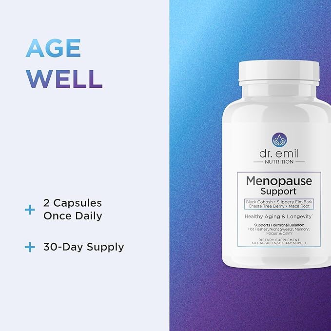 DR. EMIL NUTRITION Menopause Supplements for Women - Multi-Symptom Menopause Relief for Hot Flashes, Night Sweats & Mood Swings - Menopause Support Pills with Black Cohosh - 30 Day Supply