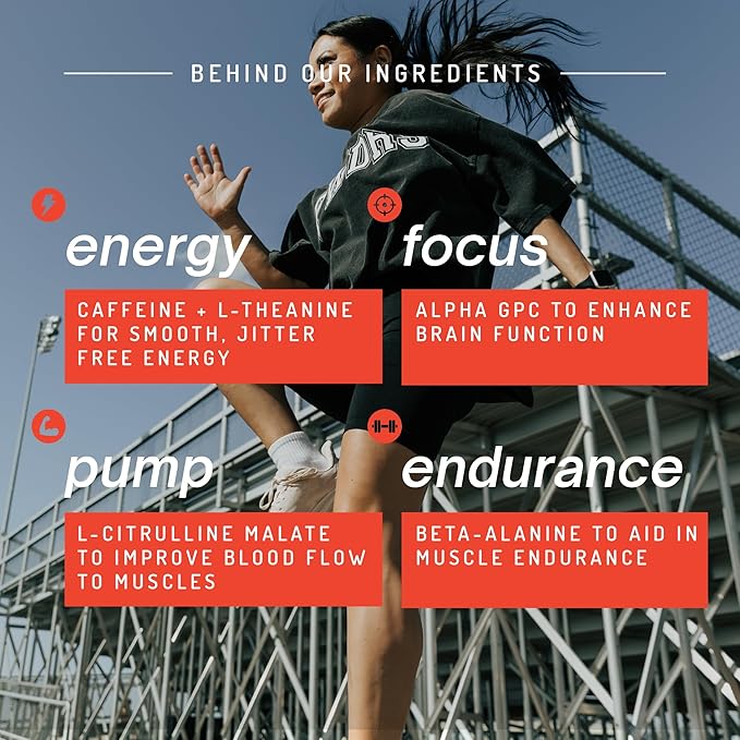PWDRS Pre-Workout Powder, All Natural Pre Workout for Energy, Pump, Endurance & Strength, with Caffeine (Fruit Punch)