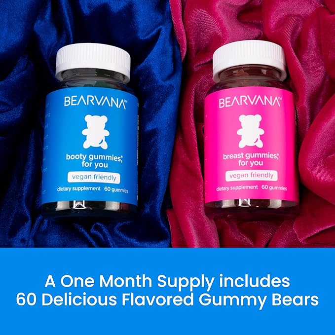 BEARVANA Top Support & Peach Support Combo Pack Gummies for Women | Workout Aid | Fitness Supplement | 9 Herbal Extracts Including Fenugreek, Maca Root, Fennel Seed | Essential Vitamins| Berry Flavor