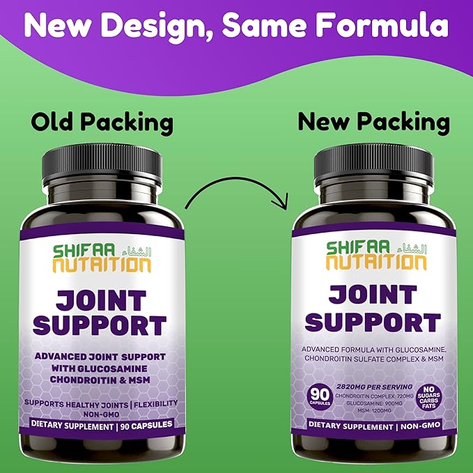 Halal Joint Support Supplement w/Glucosamine Chondroitin MSM | 2820mg 30 Servings | Non-GMO