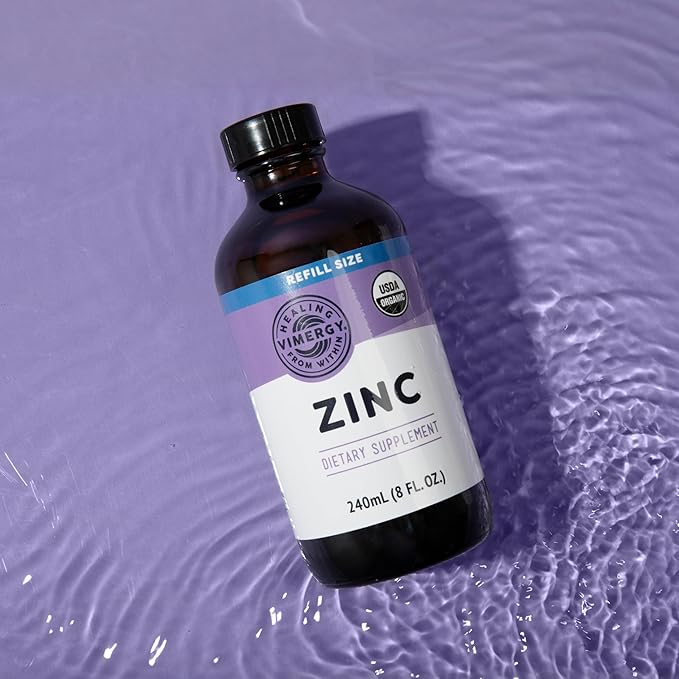 Vimergy Organic Zinc Supplements For Women & Men (7.5mg Liquid Zinc Per Serving) Fast-Absorbing Immune Support, Promotes Healthy Bones & Skin, USDA Certified Organic, Vegan, Up to 120 Servings (240mL)