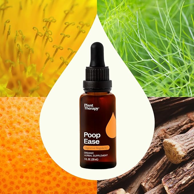Plant Therapy Organic Poop Ease Tincture 30 mL (1 oz) Helps Relieve Occasional Constipation, Eases Bloating & Stomach Cramps, Organic Glycerin-Based Tincture Blend