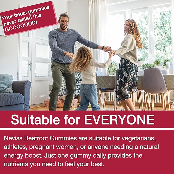 Beet Root Gummies with Iron, Methyl B12, Folate, Vitamin C - Made in USA - Increase Nitric Oxide & Iron Levels, Energy Support, Fight Fatigue, Beetroot & Gentle Iron Supplement, Sugar Free, 60 Counts