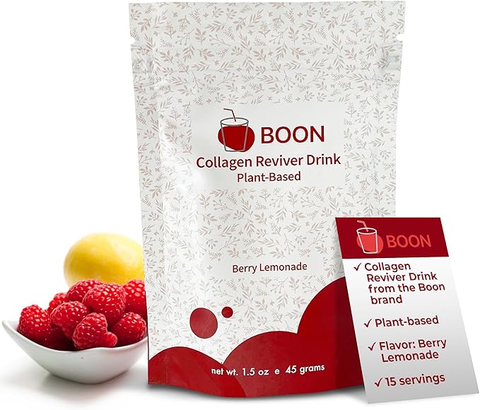 Boon Collagen Reviver Drink – Plant-Based Collagen Booster Supplement for Beautiful & Radiant Skin – Organic, Vegan Collagen Powder – Berry Lemonade Flavor, 15 Servings