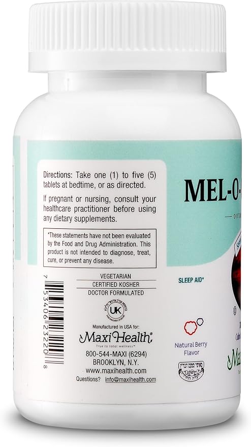 Maxi-Health Chewable Melatonin for Kids 1mg – Natural Advanced Sleep Aid Tablets - Night-Time Supplement for Children and Adults - Helps Fall Asleep Faster and Stay Sleeping Longer – 200 Count