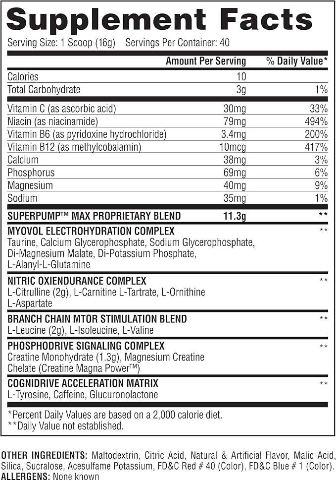 Gaspari Nutrition Super Pump Max, Pre Workout Supplement 40 Servings, Sustained Energy & Nitric Oxide Booster Supports Muscle Growth, Recovery & Replenish (40 Servings, Rainbow Candy)