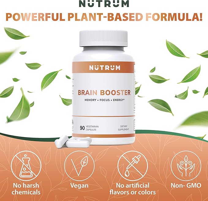 Brain Booster Supplement - Brain Power Nootropic Supplement - Brain Pills for Focus, Memory, Clarity, Energy & Better Concentration with Alpha-GPC, L-Theanine, Rhodiola, Ginseng, Guarana