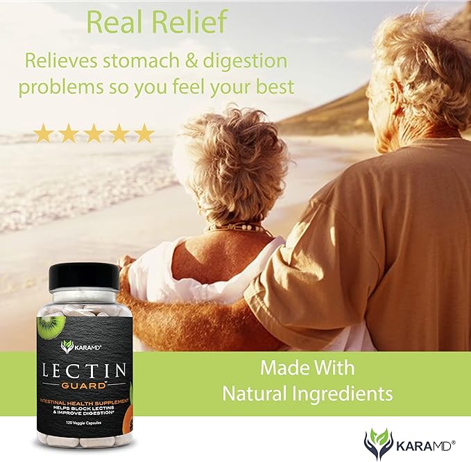KaraMD Lectin Guard | Gut Repair & Colon Cleanse Supplement | Lectin Blocker| Slippery Elm, Bladderwrack, Sodium Alginate, Okra, Kiwi & Papaya | Natural Gut Cleanse, Non-GMO & Gluten Free 30 Servings