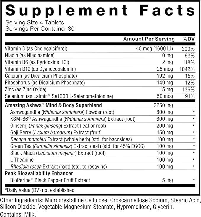 FORCE FACTOR Amazing Ashwa for Stress Relief 2-Pack, Memory, Focus, Immune Health, and Metabolism, Ashwaganda Supplement with KSM-66 Ashwagandha for Stress, 240 Tablets, White Packaging