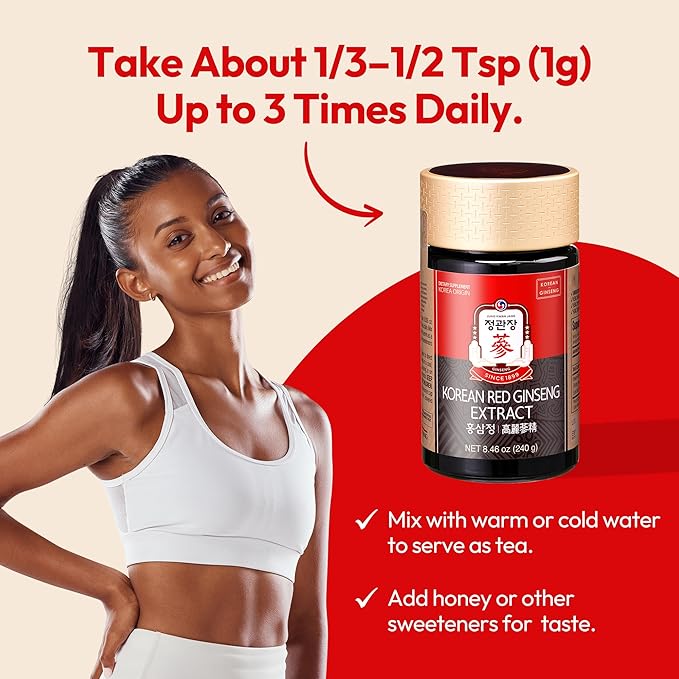 Renewed Korean Red Ginseng Extract Paste (Hong SAM JUNG) - Panax Ginseng Adaptogen Supplements - Energy Boost & Immune Support, Caffeine Free & Gluten Free (240g, 8.47 oz)