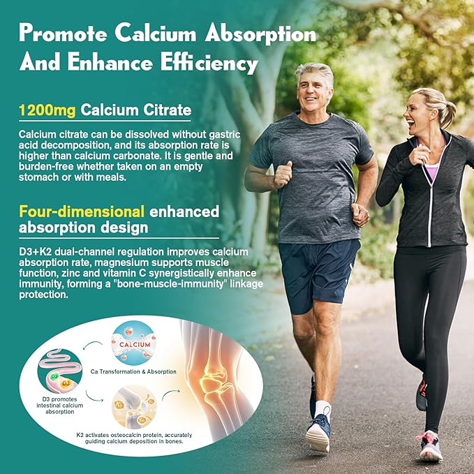 (2 Pack) 1200mg Calcium Citrate with Vitamin D3 Gummies, Ultimate Absorption, Chewable Calcium Citrate with Vitamin D3 K2 C, Magnesium, Zinc for Bone, Muscle, Immune Support- Raspberry, 120 Gummies