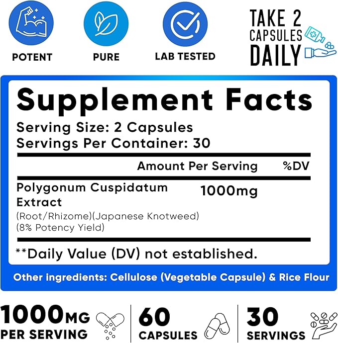 We Like Vitamins Resveratrol 1000mg per Serving - 60 Easy to Swallow Veggie Capsules - Natural Resveratrol Supplement 1000mg - Antioxidant Supplement Helps Support Immune System