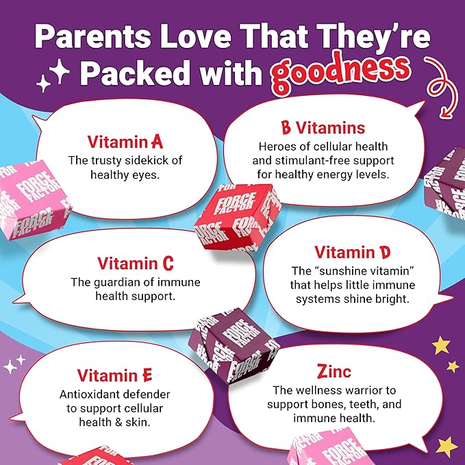 Force Factor Kids Multivitamin Super Chews, Kids Vitamins to Support Wellness, Immune Health, Eye Health, & More with 18 Vitamins, Minerals, & Antioxidants, 2-Month Supply, Multi-Flavor, 60 Soft Chews