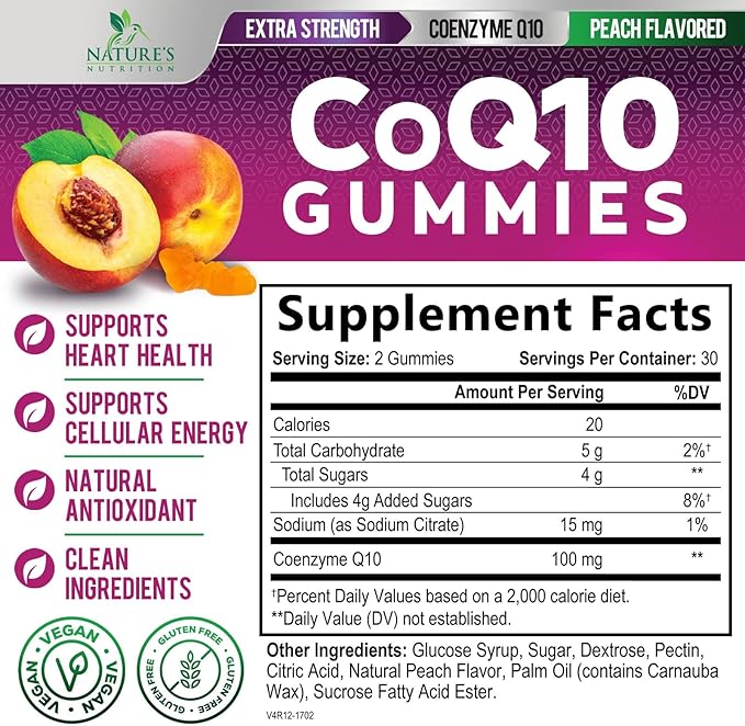 CoQ10 100mg Gummies - Coenzyme Q10 Supplement, CoQ10 Gummies Antioxidant for Heart Health Support & Energy Production, High Absorption Coenzyme Q10 Gummy Supplements - 60 Count Coenzyme Q10 Vitamins