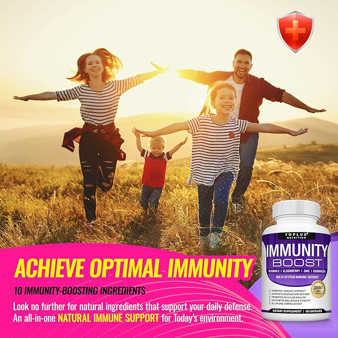 10 in 1 Immunity Boost Immune Support Supplement – 1650mg Made with Elderberry, Vitamin C, Zinc, Echinacea & Probiotics for Immune System Booster, Support Healthy Respiratory System, 2x 60 Capsule