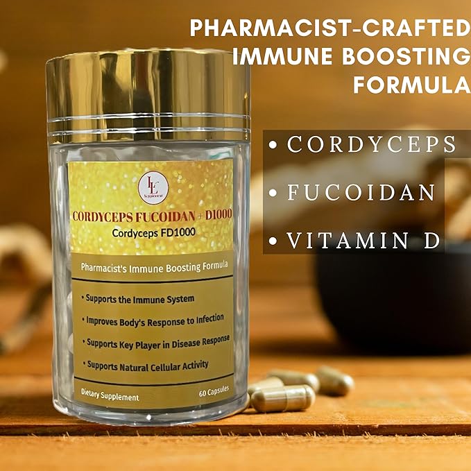 Cordyceps FD1000 Pharmacist Formula Cordyceps Fucoidan Vitamin D | Immune Booster | LL Supplement - 60 Capsule