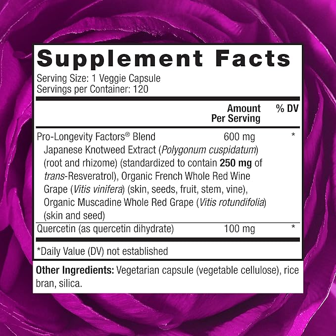 Reserveage Nutrition Beauty Resveratrol 250 mg - Best Trans-Resveratrol - Vegan Antioxidant Supplement for Cellular & Heart Health - Aids Healthy Aging & Immune Health - 120 Vegetable Capsules