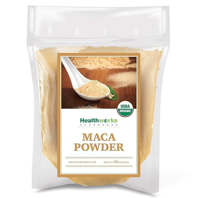 Healthworks Superfoods Organic Maca Powder Raw - 32 Oz / 2 Lbs - Certified Organic Flour Use - Keto, Vegan & Non-GMO - Premium Peruvian Origin - Breakfast, Smoothies, Baking & Coffee - Antioxidant