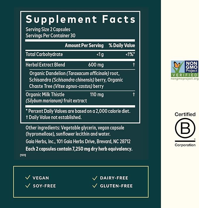 Gaia Herbs Cycle Support - Supports Hormone Balance & PMS Relief - Herbal Supplement with Vitex Berry & Schisandra - Free from Gluten, Dairy & Soy - 60 Vegan Capsules (30 Servings)