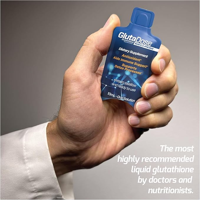 GlutaDose Liquid Glutathione Supplement, Every Day Immune Support Supplements for Adults, Cellular Detox, Antioxidant - Acerola Energy Booster w/Zinc, L-Glutathione Supplement in Liquid Vials - 60PK