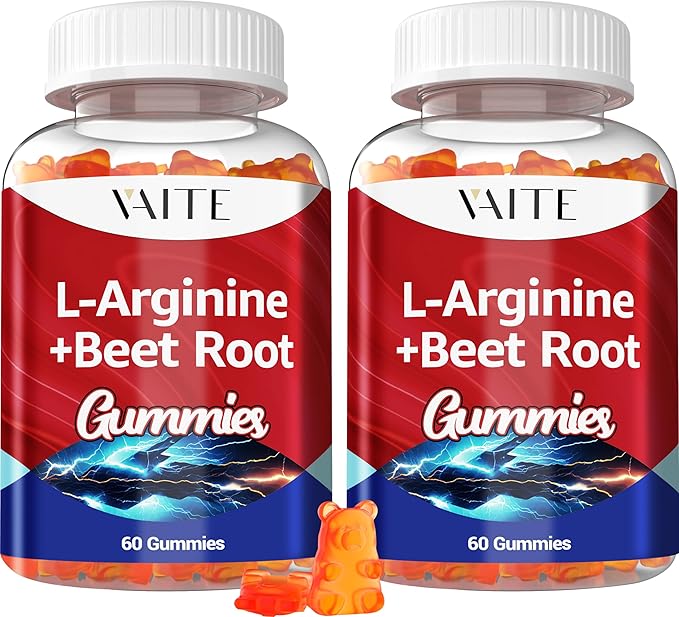 L Arginine 1000mg Supplement Beet Root Gummies - Double Strength, Energy Boost, Circulation Support and Stamina, Organic Chewable Beets Supplements for Men and Women, Vegan Gummy, Sugar-Free(2 Pack)