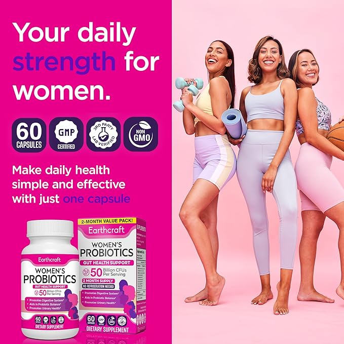 Probiotics for Women 50 Billion CFU – 10 Strains + Prebiotics for Vaginal Health, Digestive, Gut, PH Balance and Immune Health – Delayed Release Capsules, Non-GMO, Vegan, Support Nutrient Absorption