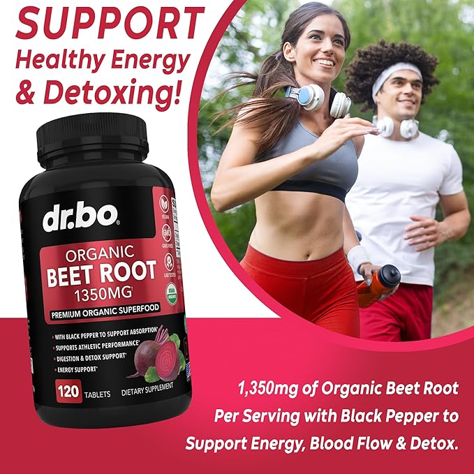 Organic Beet Root Capsules Supplements - 1350mg Beetroot Powder Extract Pills, Organic Beet Root Powder Supplement, Super Nitric Oxide Beets High Circulation Total Vitamins Support - 120 Beets Tablets