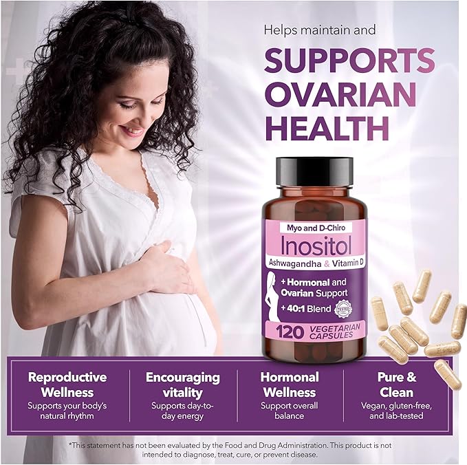 Intimate Rose Myo-Inositol & D-Chiro Inositol Blend - 40:1 Blend Ratio - Women's Daily Wellness Support - Vitamin D & Ashwagandha, 3 Bottles