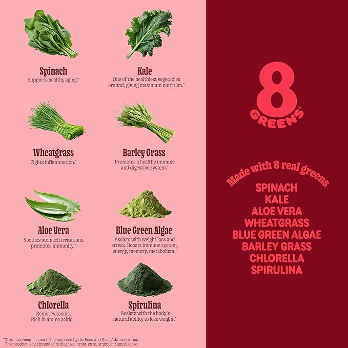 8Greens Supergreens Gummies | Super Greens Powder Superfood Gummy for Metabolism, Immunity & Focus, Digestive Health Enzymes, Organic: Chlorella, Spirulina, Aloe Vera, Apple Flavor, 200 Count