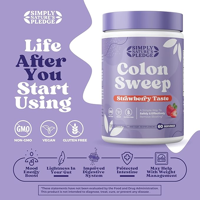 ColonSweep Psyllium Husk Powder Colon Cleanser - Vegan, Gluten Free Fiber Supplement - Safe Colon Cleanse for Constipation Relief, Bloating Relief & Gut Health -16 OZ (60 Servings)