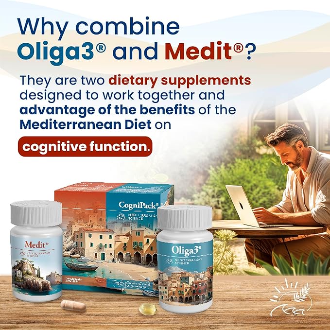 Brain Boosting Vitamins for Memory & Focus | Omega-3 EPA DHA with Vitamin E, D, Magnesium, Zinc, Selenium | Mediterranean Diet | Saffron | CogniPack