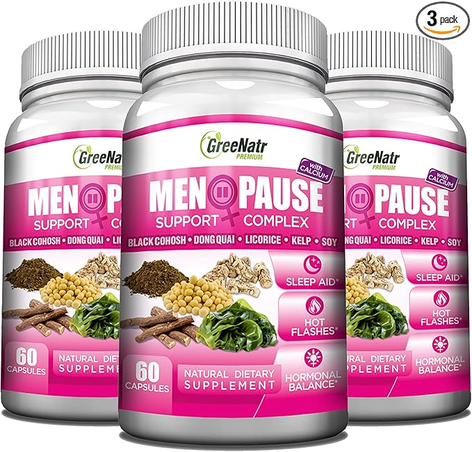 Menopause Supplements for Women - Perimenopause Supplements Women with Dong Quai & Black Cohosh for Menopause Hot Flashes - Menopause Support for Sleep Quality & Hormone Balance - 3 Bottles