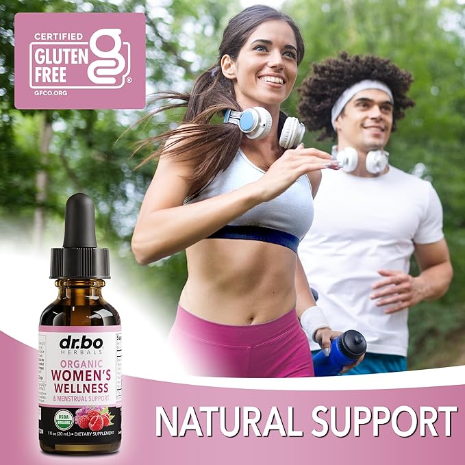 Hormone Balance for Women & PMS Relief - Women's Wellness Organic Hormonal Balance Supplements Liquid Drops & Menstrual Cramp Period Support - Raspberry Leaf, Chasteberry, Black Cohosh Supplement 1 Oz