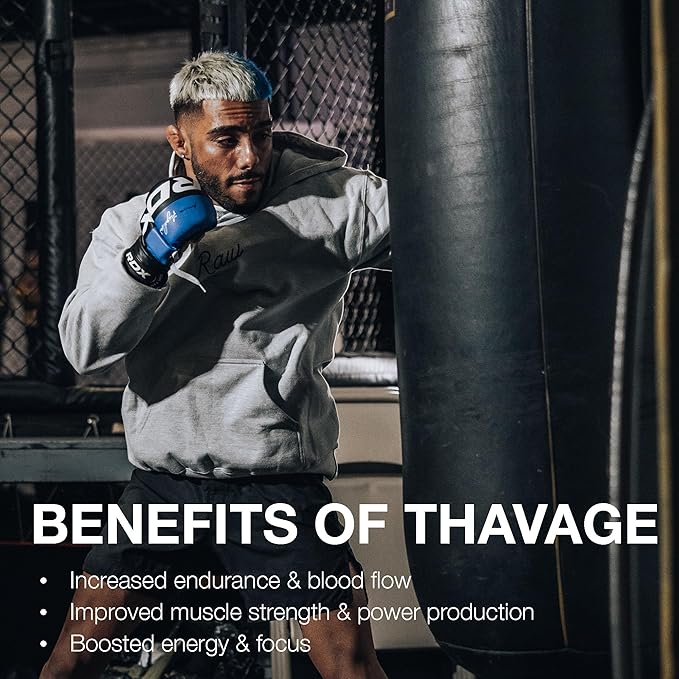 RAW Preworkout Powder, Thavage (South Beach Slush) - Chris Bumstead Sports Nutrition Supplement for Men & Women - Cbum Pre Workout for Working Out, Hydration, Mental Focus & Energy - 40 Servings