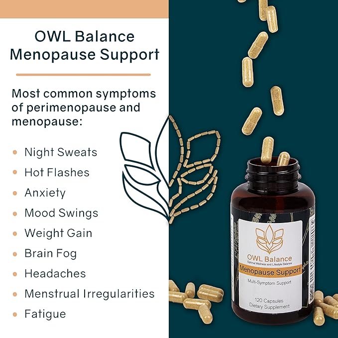 Menopause Support for Women - Menopause + Perimenopause Relief for Hot Flashes, Low Energy, Hormone Support - 120 Herbal Capsules