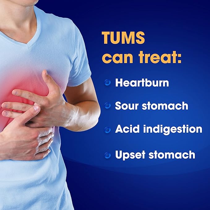 TUMS Smoothies Extra Strength Antacid Chewable Tablets for Heartburn Relief, Assorted Fruit - 12 Count